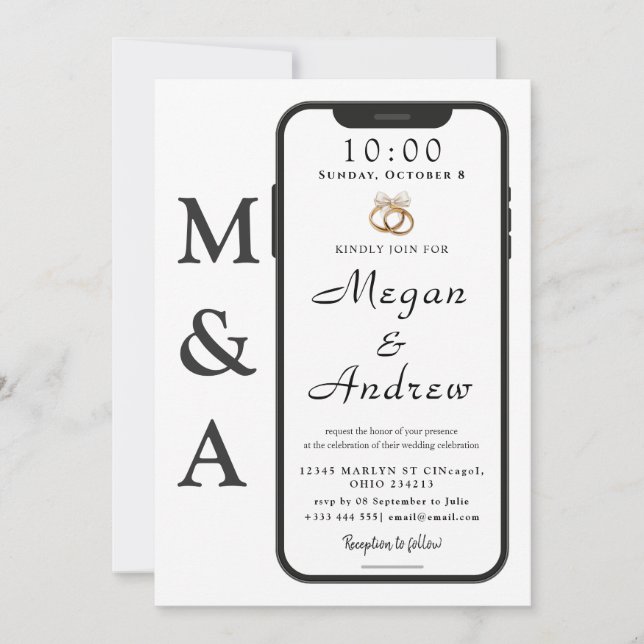 Phone Lock Screen Wedding Invitation (Devant)