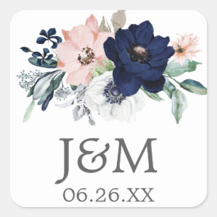 Phoques d'enveloppes Navy Blooms - Stickers Favori