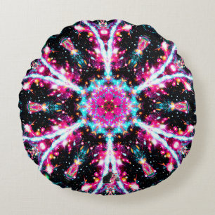 Phosphorescence Stellar Kaleid Coussin ronde