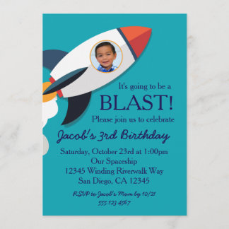 Phot0 Rocket Spacship Boy Invitation Anniversaire