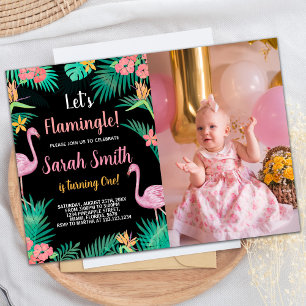 Photo 1er Flamant rose rose Invitations d'annivers