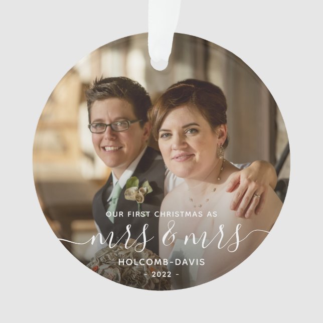 Photo 1er Noël Madame et Madame LGBTQ Script blanc (devant)