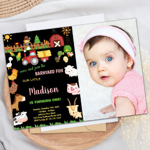 Photo 1ère ferme Barnyard invitations anniversaire