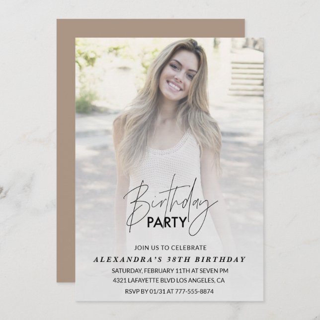 Photo 38e anniversaire invitation Anniversaire (Devant / Derrière)