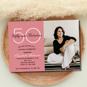 Photo 50 et Fabulous Pink Anniversday Invitation