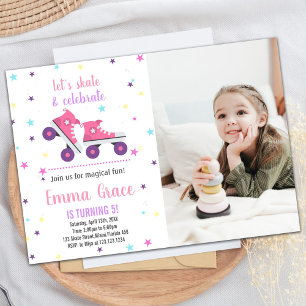 Photo 5th Patinage rose violet Invitations d'anniv