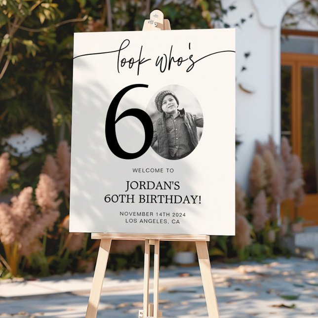 Photo 60e Affiche de bienvenue d'anniversaire | Re (Créateur téléchargé)