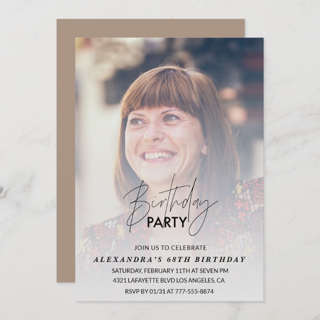 Photo 68e anniversaire invitation Anniversaire (Devant / Derrière)