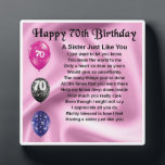 Photo 70th  Birthday Sister Poem Plaque<br><div class="desc">A great personalised gift for a sister on her 70th  Birthday.

This item can be personalised or just purchased as it is</div>