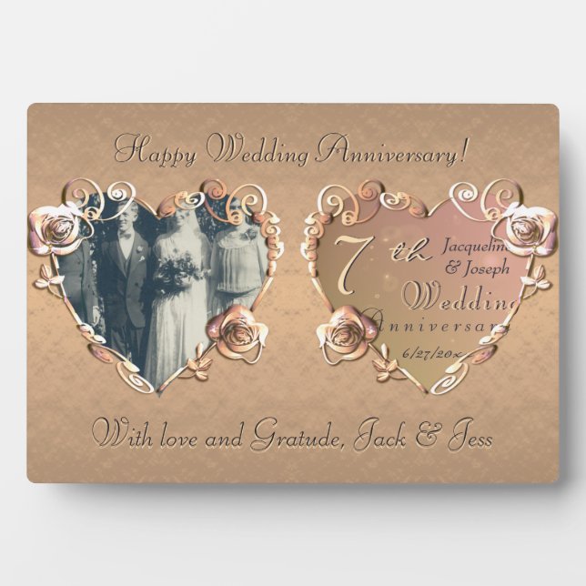 Photo 7e anniversaire Mariage Coppery Rose Plaque (Devant)