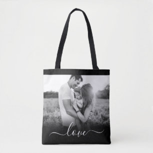 Photo à deux côtés Love Texte noir Carry Sac fourr
