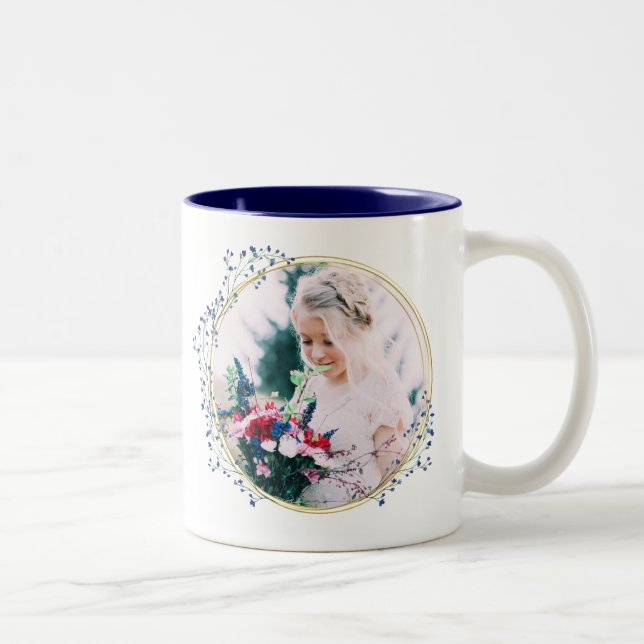Photo à deux faces Cadre Floral Café Mug (Droit)