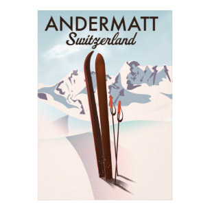 Photo Affiche de ski Andermatt Suisse impression de voya
