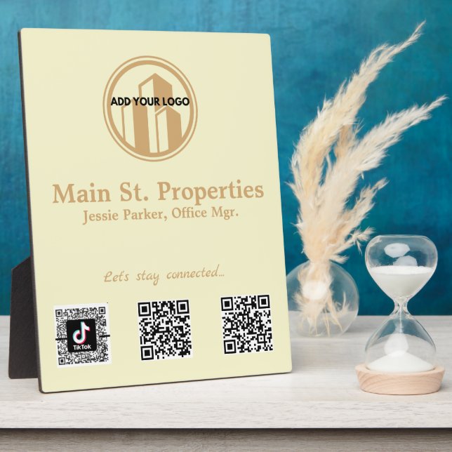 Photo Ajouter votre logo Social Media Scan Codes Plaque (Côté)