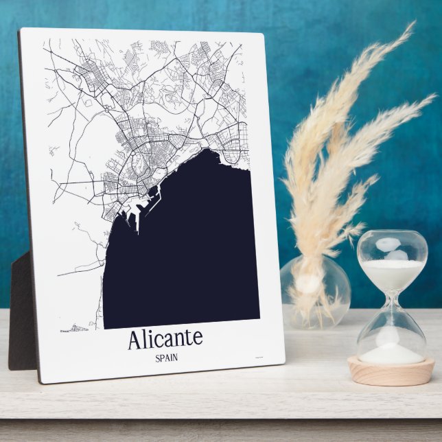 Photo Alicante Espagne Plan de la ville Tabletop Plaque (Côté)