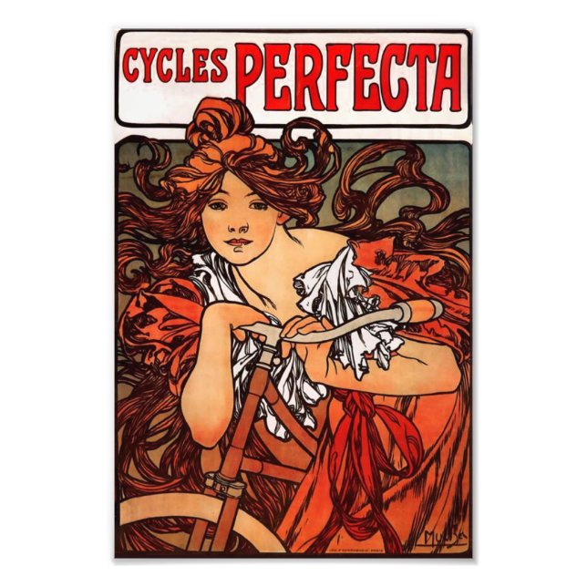 Photo Alphonse Mucha Vintage Bicyclette Impression (Devant)