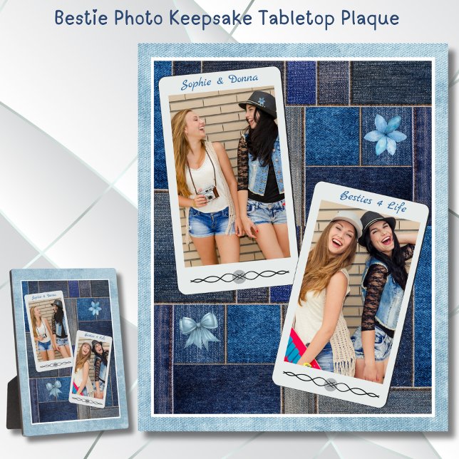 Photo Amitié chère Bestie Keepsaké Plaque Denim (Cherished Friendship Bestie Keepsake Plaque Denim)
