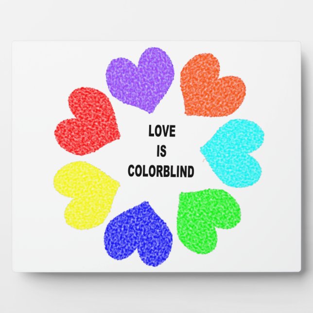 Photo Amour interracial Plaque Coeurs arc-en-ciel (Devant)