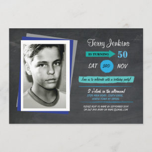 Photo Anniversaire Balle bleue Invitation Turquois