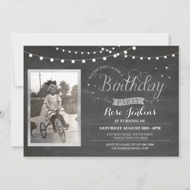 Photo Anniversaire Chalk illumine les Invitations  (Devant)