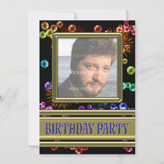 Photo Anniversaire Invitation avec bulles (Devant)