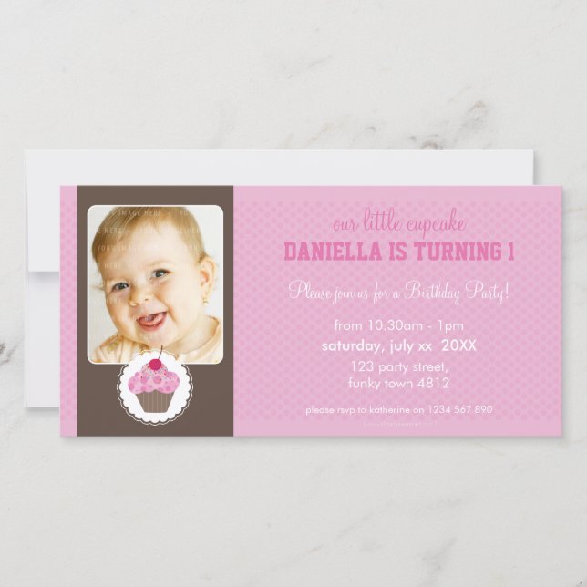 PHOTO ANNIVERSAIRE INVITATION :: cupcake 3L (Devant)