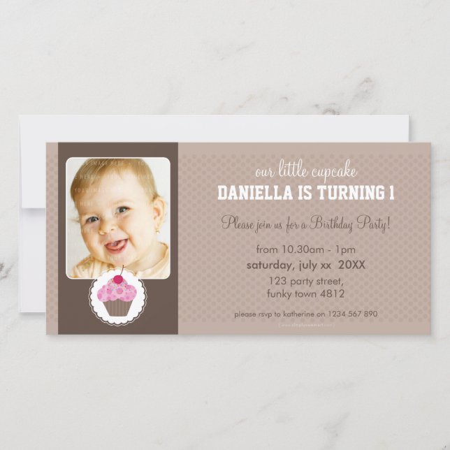 PHOTO ANNIVERSAIRE INVITATION :: cupcake 7L (Devant)