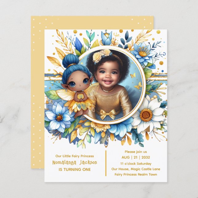 Photo Anniversaire Little Black Fairy African Prin (Devant / Derrière)