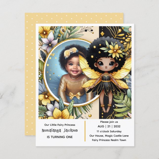 Photo Anniversaire Little Black Fairy African Prin (Devant / Derrière)