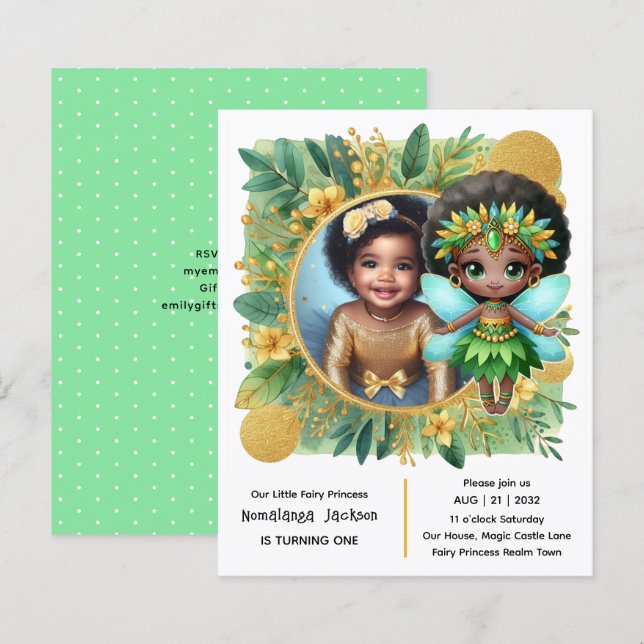 Photo Anniversaire Little Black Fairy African Trop (Devant / Derrière)