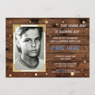 Photo Anniversaire Style Vintage Invitation en boi