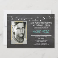 Photo Anniversaire Vintage Chalk Invitation Hommes