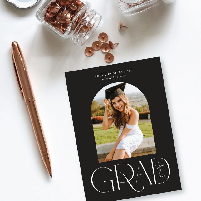 Photo Arché moderne Faire-part de graduation noire (Créateur téléchargé)