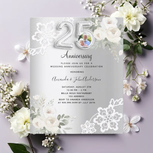 Photo Argent 25e anniversaire mariage invitation