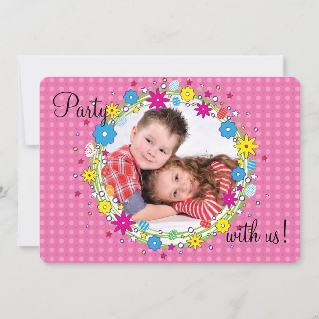 Photo avant et centre Anniversaire Fête Invitation (Devant)