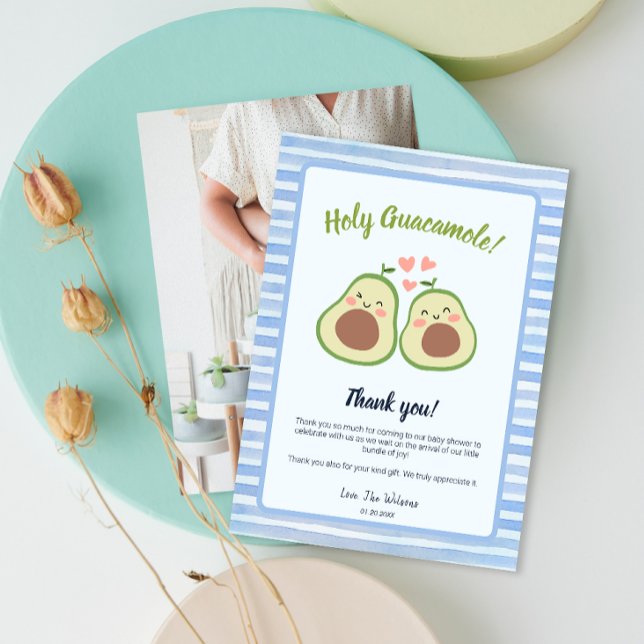 Photo Avocado Baby shower Party Carte de remerciem (Photo Avocado Baby Shower Party Thank You Card)