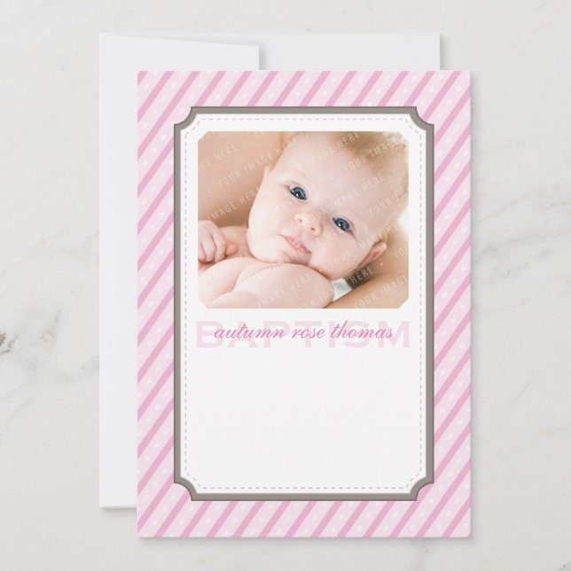 PHOTO BAPTISM INVITATIONS :: candystripes 1P (Devant)
