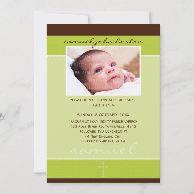 PHOTO BAPTISM INVITATIONS :: doucement repéré 4P (Devant)