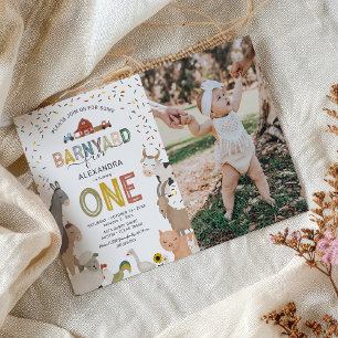 Photo Barnyard Farm First Birthday Invitation