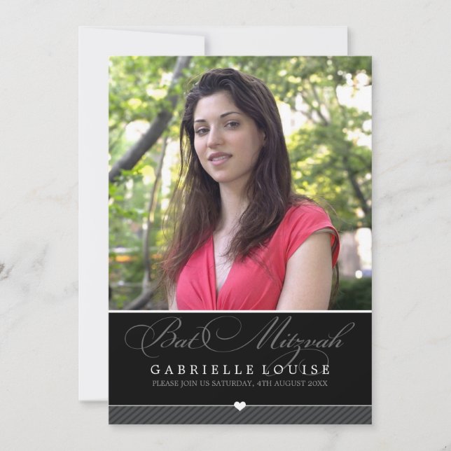 PHOTO BAT MITZVAH INVITATION :: beau type 2 (Devant)