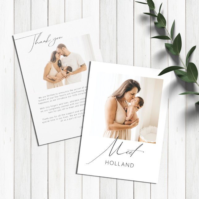 Photo bébé moderne minimaliste nouveau Faire-part  (Créateur téléchargé)