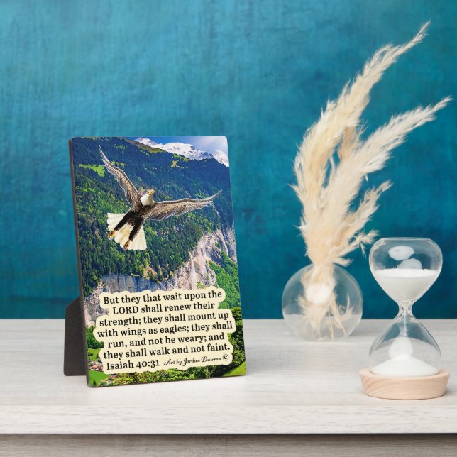 Photo Belle Écriture d'aigle Plaque Isaïe 40:31 (Côté)