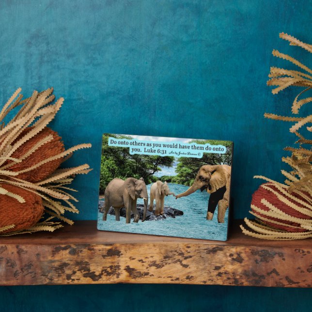 Photo Belle Écriture Eléphante Plaque Luke 6:31 (Côté)