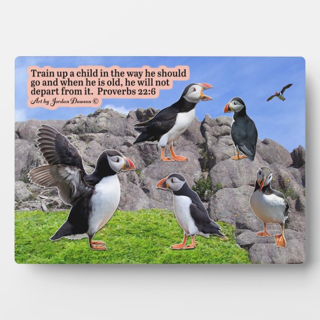 Photo Belle Écriture Puffin Proverbes Plaque 22:6 (Devant)