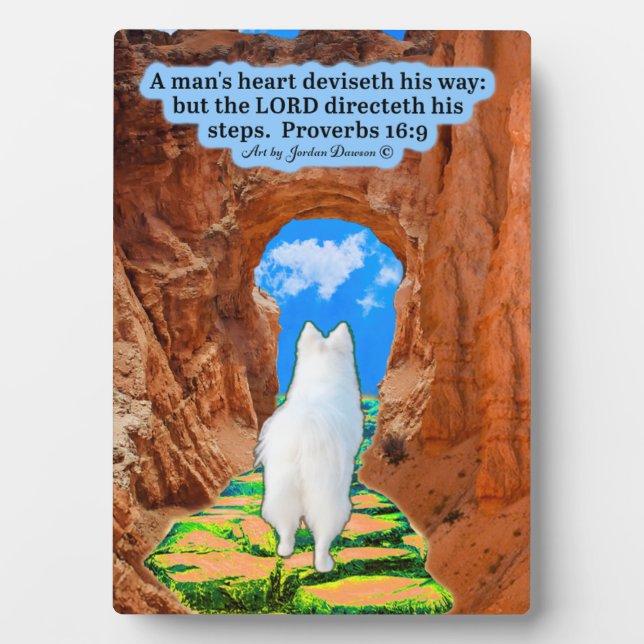 Photo Belle Eskie Scripture Plaque Proverbes 16:9 (Devant)