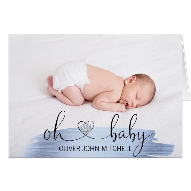 PHOTO bleue de l'or | de baby shower de l'OH de (Devant Horizontal)