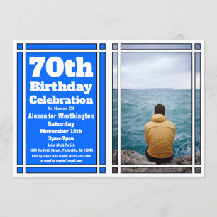 Photo Bleue Invitation de fête d'anniversaire 70e
