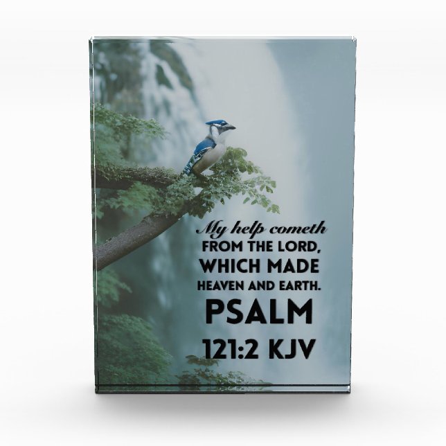 Photo Bloc Acrylique Contenant La Bible Verse Psaume 121 (Devant)