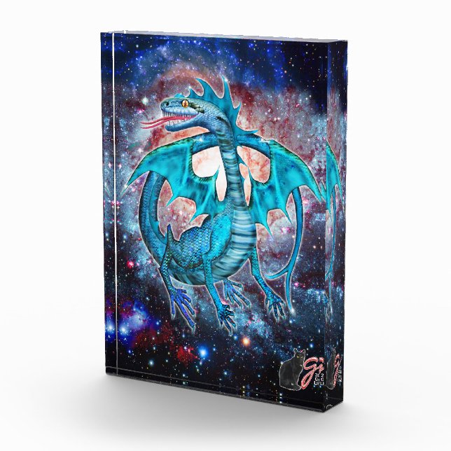 Photo Bloc Acrylique Dragon Cosmique Turquoise (Droite)