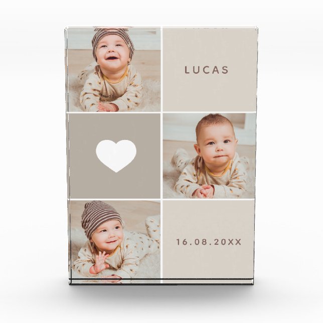 Photo Bloc de photos de bébé mignon beige en collage (Devant)